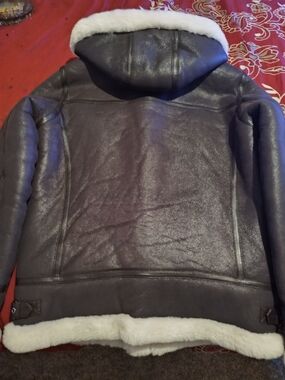 New Never Worn - Men's Brown Shearling-Lined Military Aviator Jacket